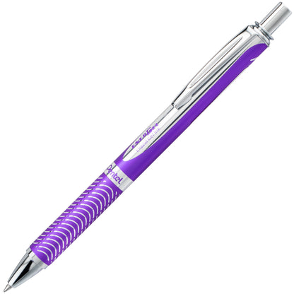 EnerGel Alloy Retractable Premium Liquid Gel Pen, (0.7mm) Metal Tip, Medium Line, Violet Barrel, Black Ink (BL407V-A)