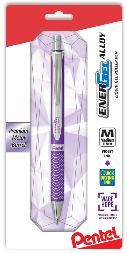 EnerGel Alloy Retractable Premium Liquid Gel Pen, (0.7mm) Metal Tip, Medium Line, Violet Barrel, Violet Ink, 1-Pk (BL407VBPV)
