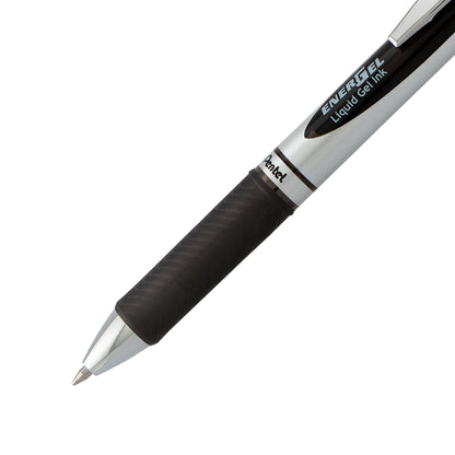 EnerGel RTX Retractable Liquid Gel Pen, (0.7mm) Metal Tip, Medium Line, Black Ink (BL77-A)