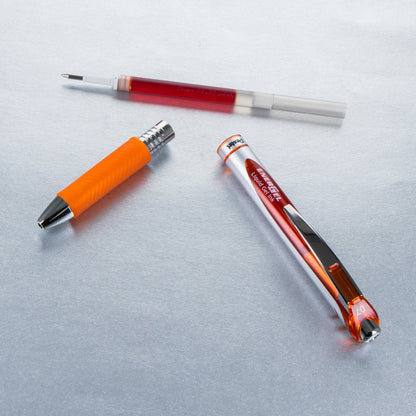 EnerGel RTX Retractable Liquid Gel Pen, (0.7mm) Metal Tip, Medium Line,Orange Ink (BL77-F)