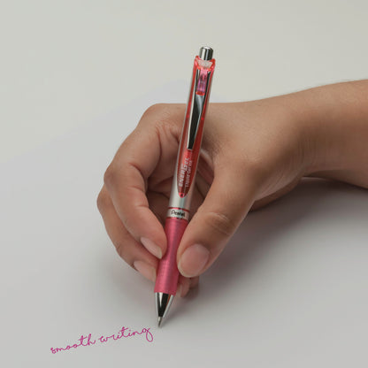 EnerGel RTX Retractable Liquid Gel Pen, (0.7mm) Metal Tip, Medium Line, Pink Ink (BL77-P)