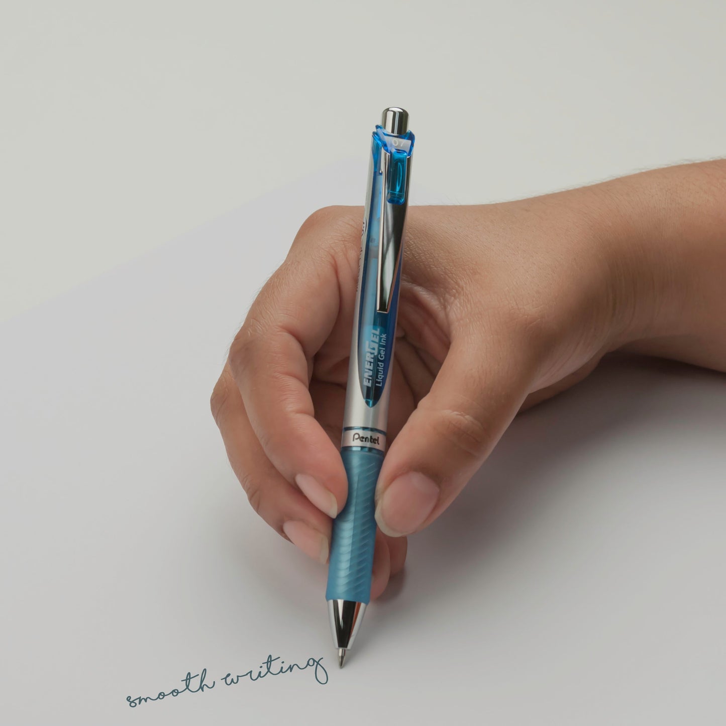 EnerGel RTX Retractable Liquid Gel Pen, (0.7mm) Metal Tip, Medium Line, Sky Blue Ink (BL77-S)