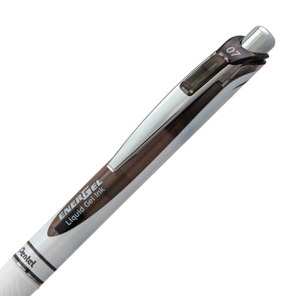 EnerGel Pearl Retractable Liquid Gel Pen, (0.7mm) Metal Tip, Medium Line, Black Accent, Black Ink (BL77PW-A)