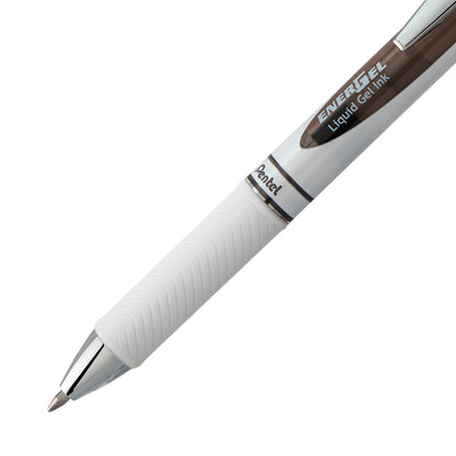 EnerGel Pearl Retractable Liquid Gel Pen, (0.7mm) Metal Tip, Medium Line, Black Accent, Black Ink (BL77PW-A)