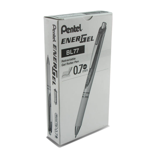 EnerGel Pearl Retractable Liquid Gel Pen, (0.7mm) Metal Tip, Medium Line, Black Accent, Black Ink (BL77PW-A)