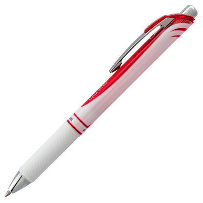 EnerGel Pearl Retractable Liquid Gel Pen, (0.7mm) Metal Tip, Medium Line, Red Accent, Red Ink (BL77PW-B)