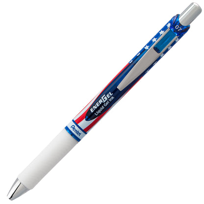 EnerGel RTX Retractable Liquid Gel Pen, Flag Barrel, (0.7mm) Metal Tip, Medium Line, Black Ink (BL77USA-A)