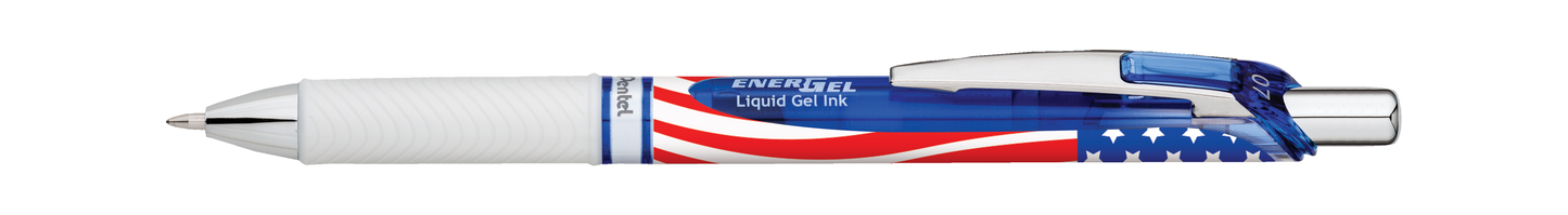 EnerGel RTX Retractable Liquid Gel Pen, Flag Barrel, (0.7mm) Metal Tip, Medium Line, Black Ink (BL77USA-A)