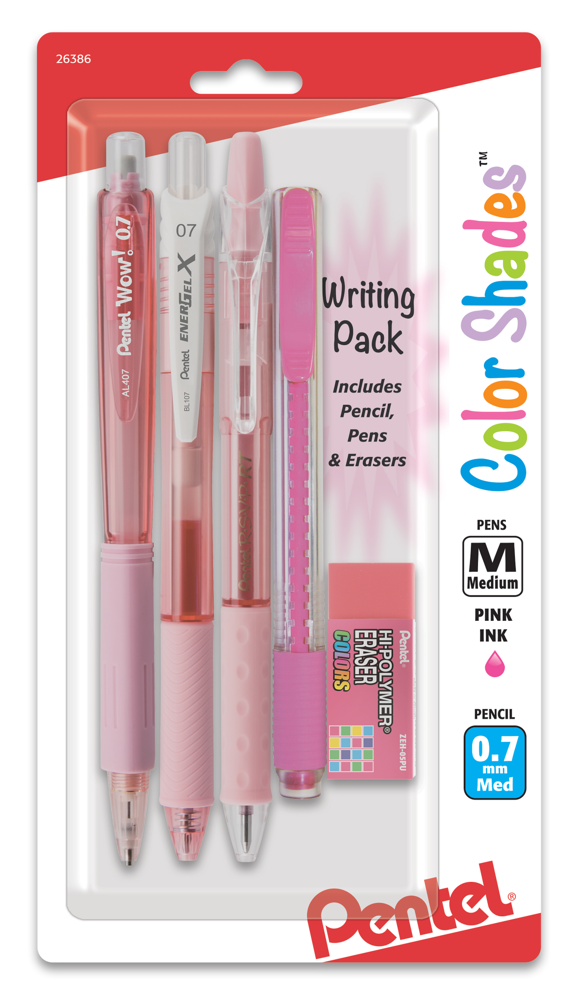 Pentel Color Shades Writing Pack - Pastel Pink (BLBKALZBPP), 72 Each