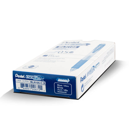 EnerGel-X Retractable Liquid Gel Pen, (0.5mm) Needle Tip, Fine Line, Blue Ink (BLN105-C)