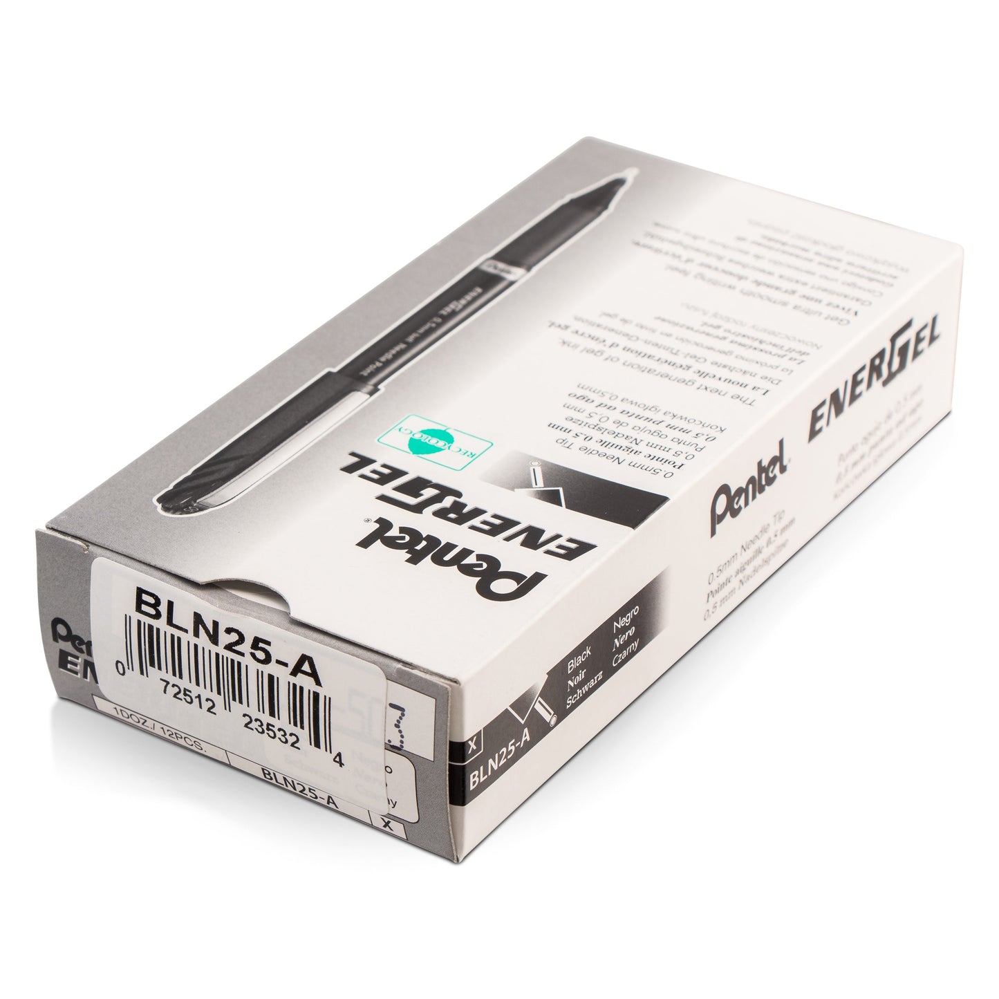 EnerGel NV Liquid Gel Pen, (0.5mm) Needle Tip, Fine Line Capped, Black Ink (BLN25-A)