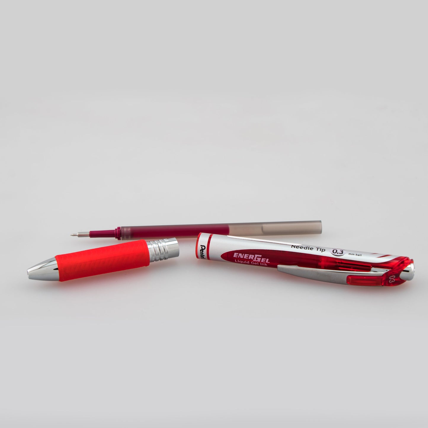 EnerGel RTX Retractable Liquid Gel Pen, (0.3mm) Needle Tip, Extra Fine Line, Red Ink (BLN73-B)