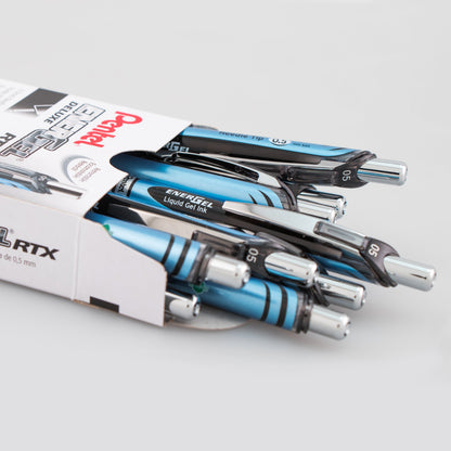 EnerGel RTX Retractable Liquid Gel Pen, (0.5mm) Needle Tip, Fine Line, Black Ink (BLN75-A)