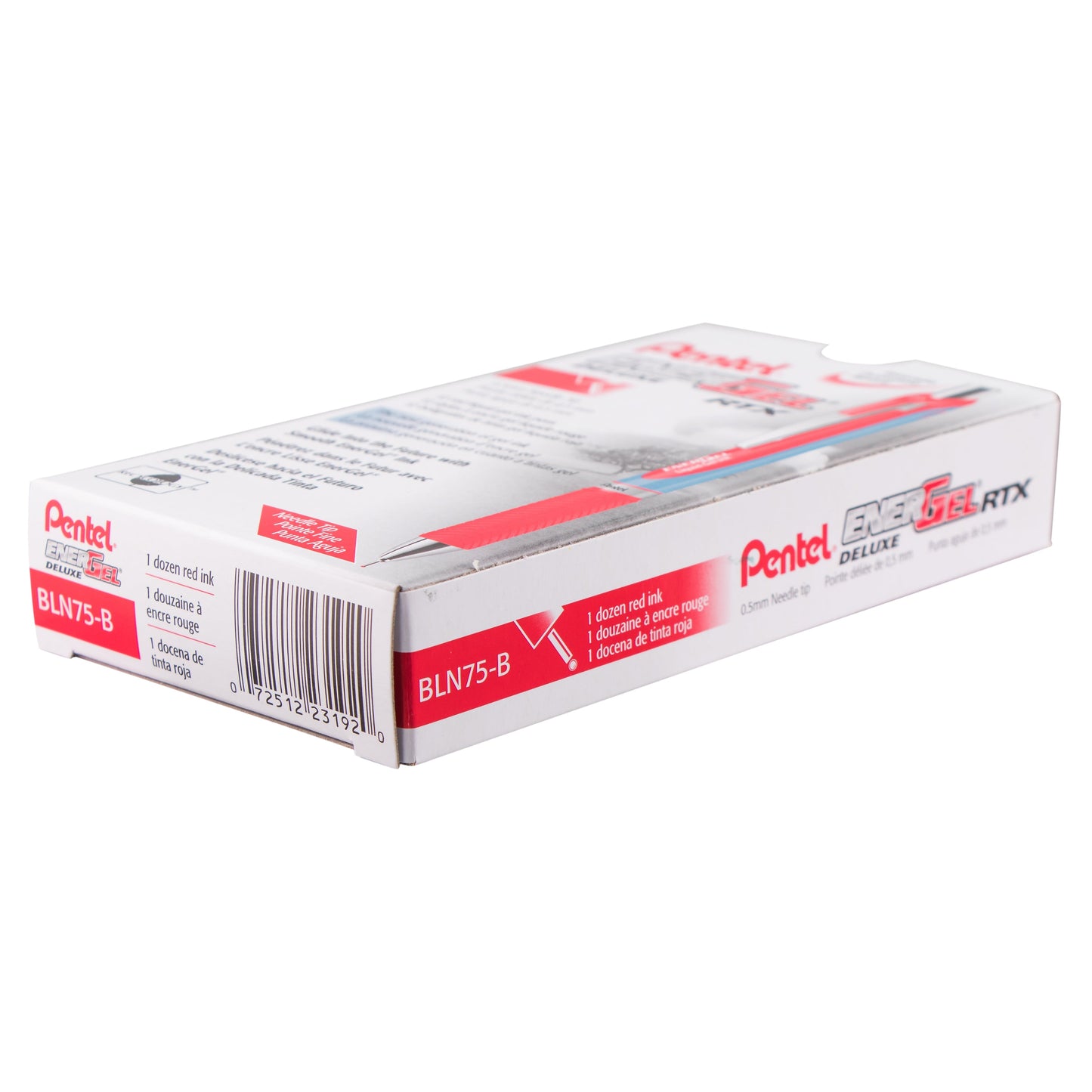 EnerGel RTX Retractable Liquid Gel Pen, (0.5mm) Needle Tip, Fine Line, Red Ink (BLN75-B)