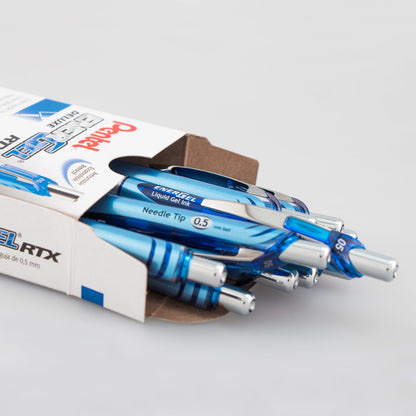 EnerGel RTX Retractable Liquid Gel Pen, (0.5mm) Needle Tip, Fine Line, Blue Ink (BLN75-C)
