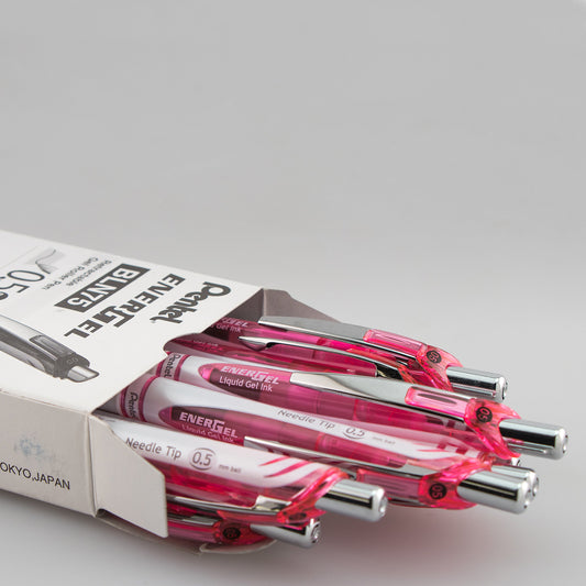 EnerGel Pearl Retractable (0.5mm) Needle Tip, Fine Line, Pink Accent, Black Ink (BLN75PWP-A)