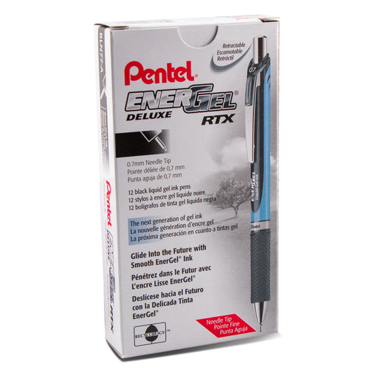 EnerGel RTX Retractable Liquid Gel Pen, (0.7mm) Needle Tip, Medium Line, Black Ink (BLN77-A)