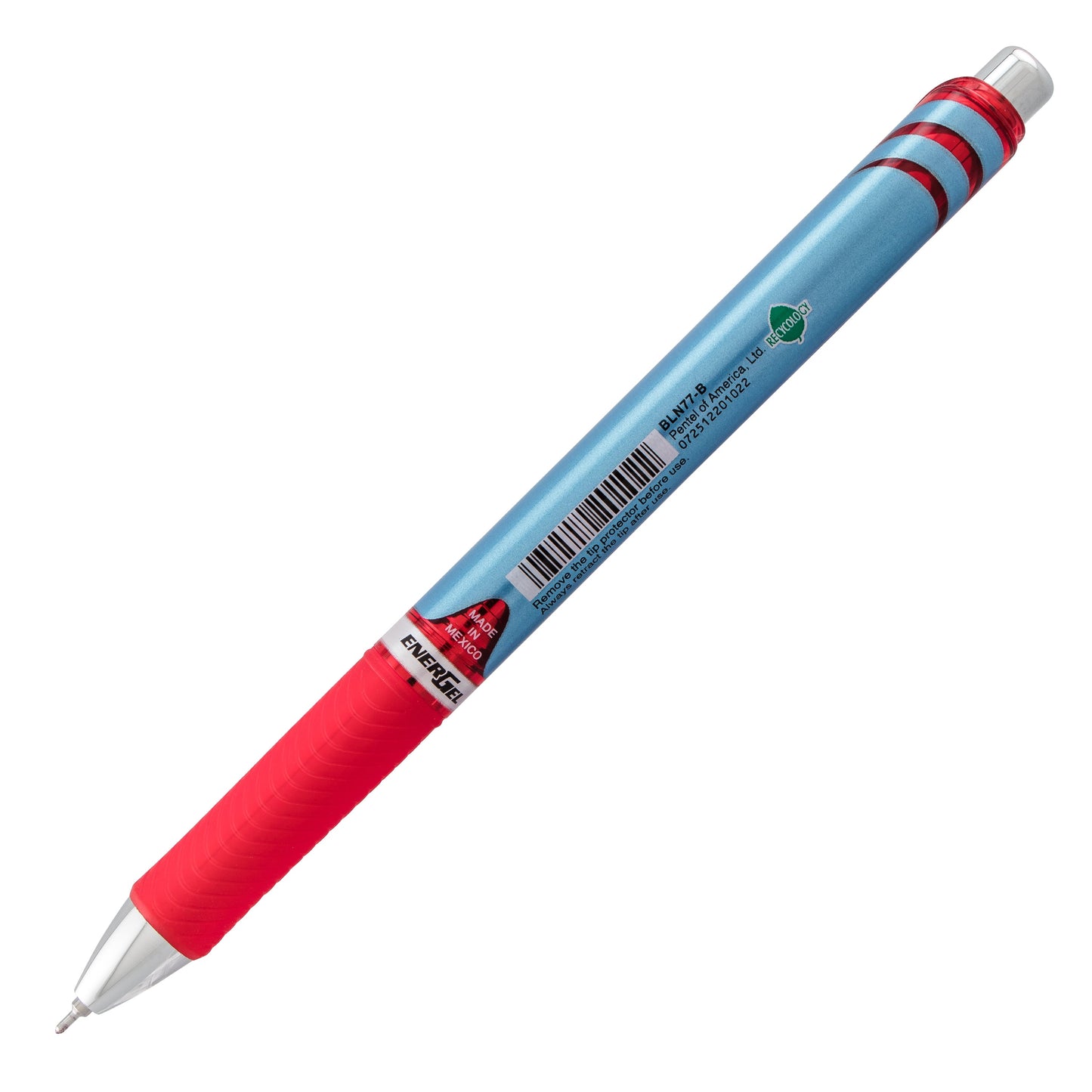 EnerGel RTX Retractable Liquid Gel Pen, (0.7mm) Needle Tip, Medium Line, Red Ink (BLN77-B)