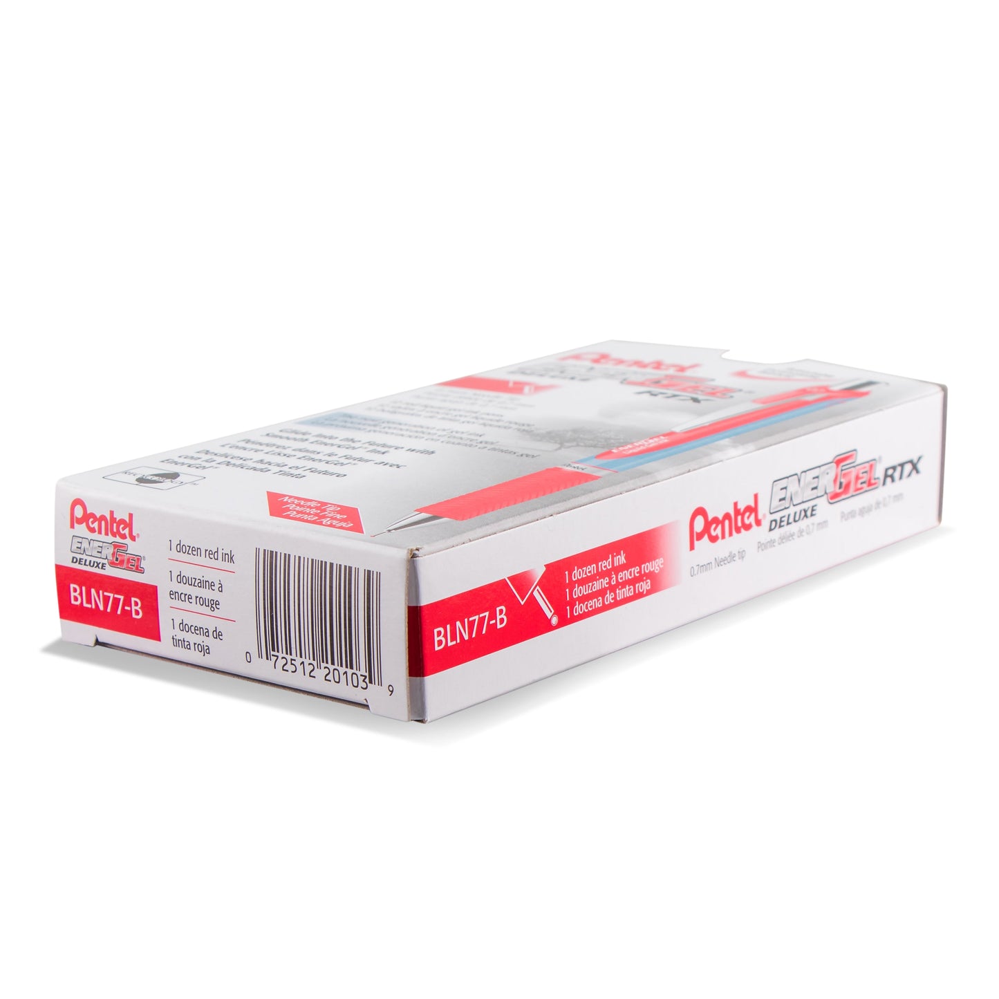 EnerGel RTX Retractable Liquid Gel Pen, (0.7mm) Needle Tip, Medium Line, Red Ink (BLN77-B)
