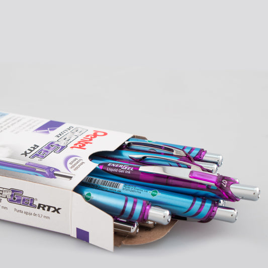 EnerGel RTX Retractable Liquid Gel Pen, (0.7mm) Needle Tip, Medium Line, Violet Ink (BLN77-V)