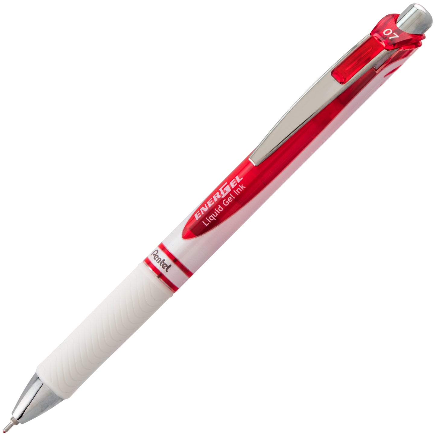 EnerGel Pearl Retractable Liquid Gel Pen, (0.7mm) Needle Tip, Medium Line, Red Ink (BLN77PW-B)