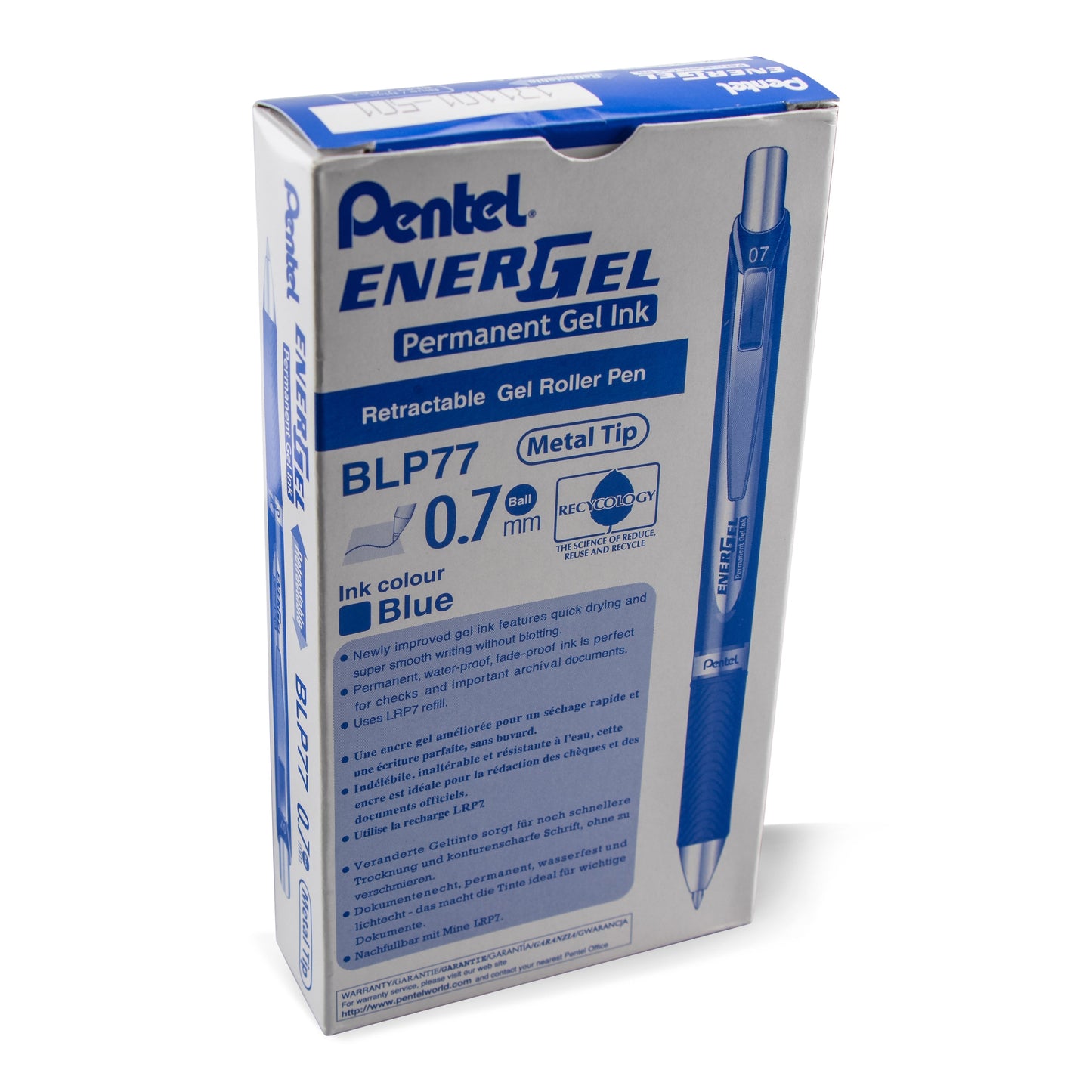 EnerGel PRO Permanent Gel Pen, (0.7mm) Medium Line, Blue Ink (BLP77-C)