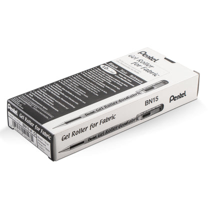 Pentel Arts Gel Roller For Fabric, (1.0mm) Bold Lines, Permanent, Black Ink (BN15-A)