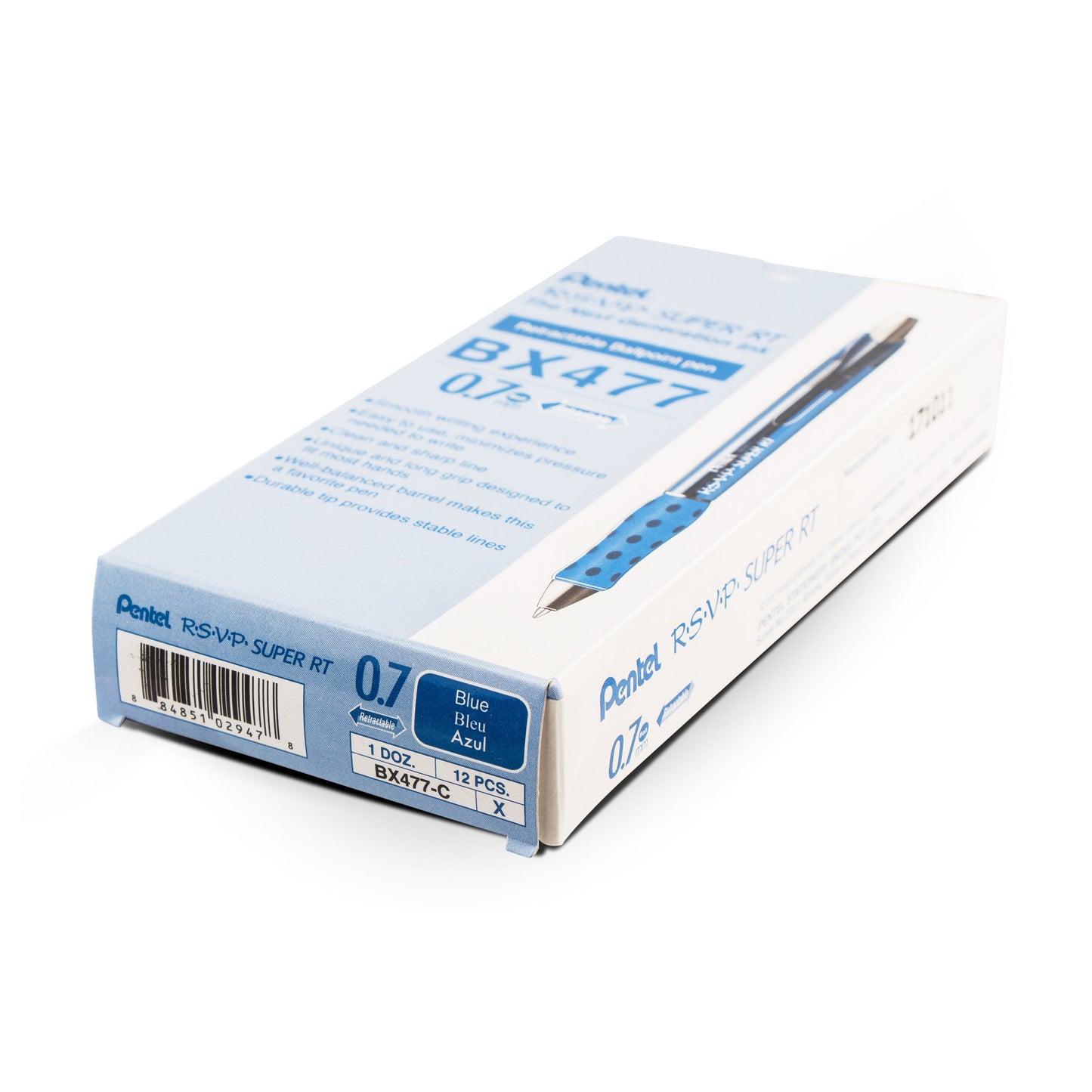 RSVP Super RT Ballpoint Pen, (0.7mm) Fine Line, Blue Ink (BX477-C)