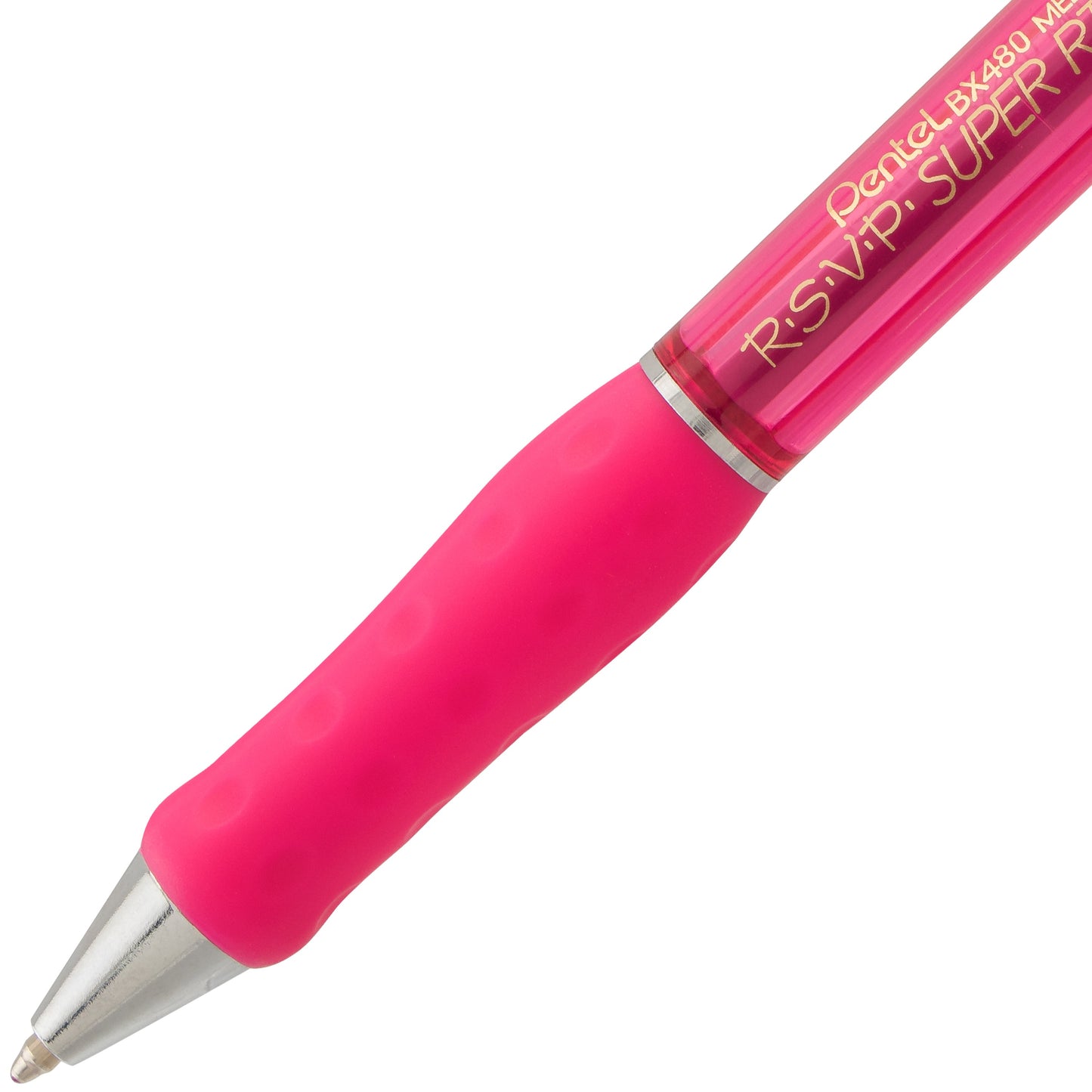 RSVP Super RT Ballpoint Pen, (1.0mm) Medium Line, Pink Ink (BX480-P)
