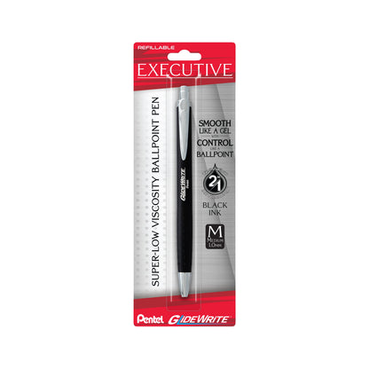 GlideWrite Executive Ballpoint Pen, (1.0mm) medium, black metal barrel,  Black Ink, 1-pk (BX970ABP)