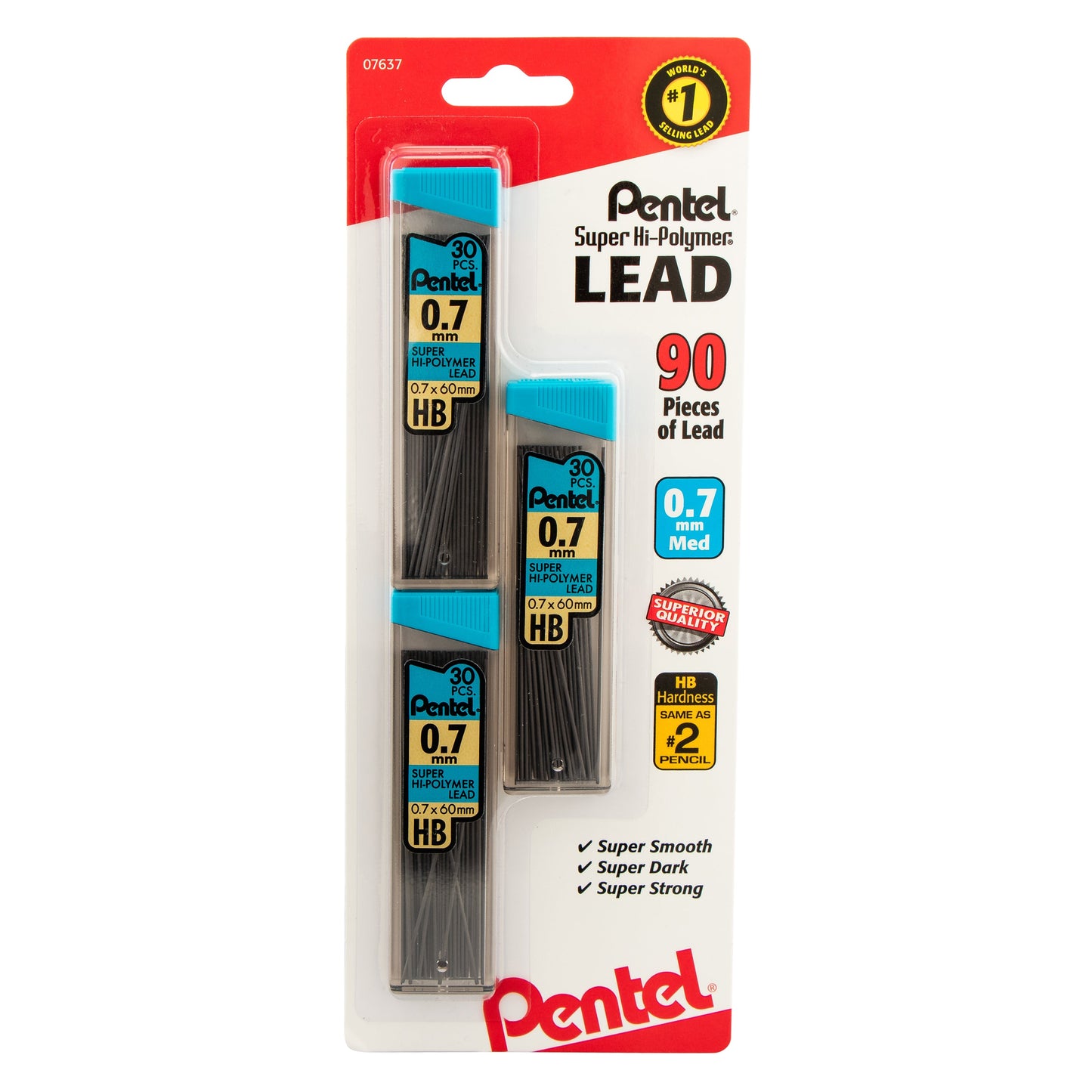 Super Hi-Polymer Lead Refill (0.7mm) Medium, HB, 30 pcs/Tube 3-Pk (C27BPHB3-K6)