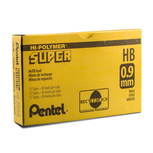 Super Hi-Polymer Lead Refill (0.9mm) Thick, HB, 30 pcs/Tube (C29-HB)