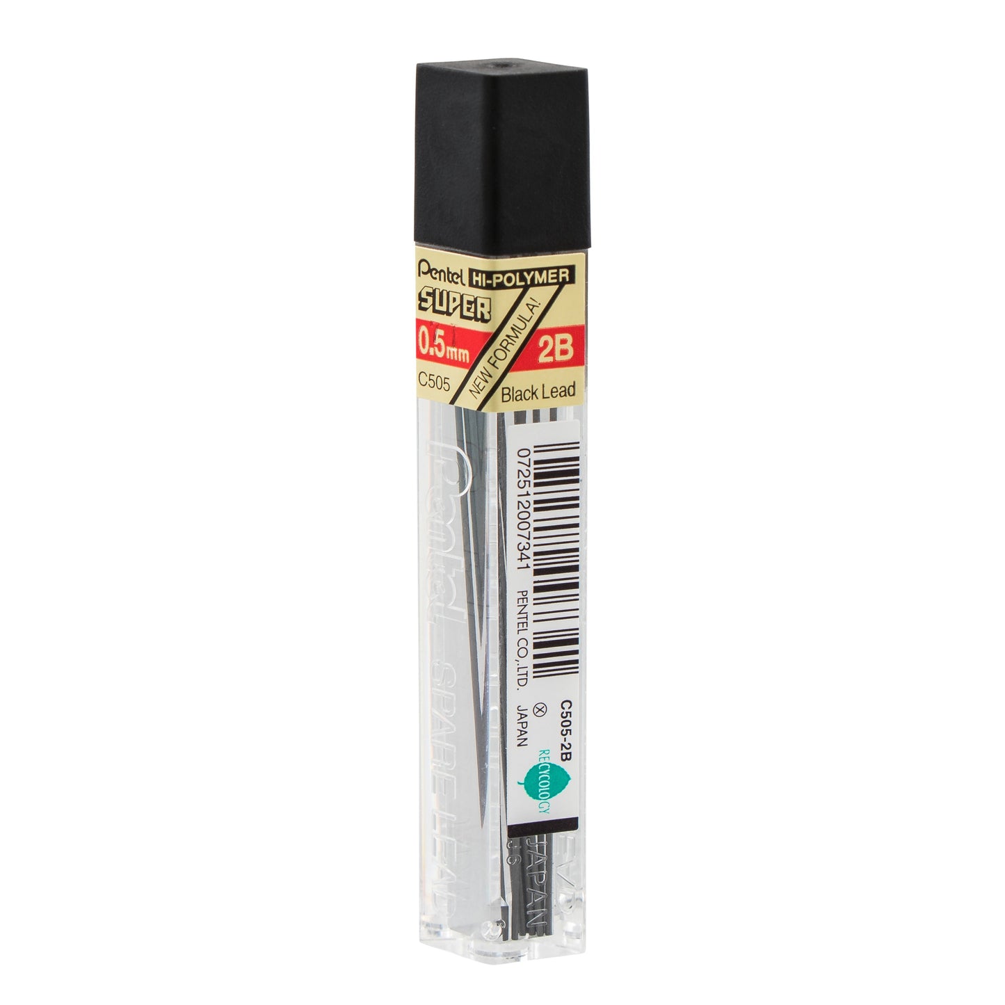 Super Hi-Polymer Lead Refill (0.5mm) Fine, 2B, 12 pcs/Tube (C505-2B)