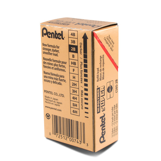 Super Hi-Polymer Lead Refill (0.5mm) Fine, 2B, 12 pcs/Tube (C505-2B)