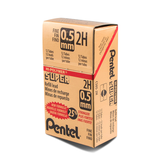 Super Hi-Polymer Lead Refill (0.5mm) Fine, 2H, 12 pcs/Tube (C505-2H)
