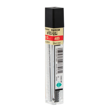 Super Hi-Polymer Lead Refill (0.5mm) Fine, 4B, 12 pcs/Tube (C505-4B)