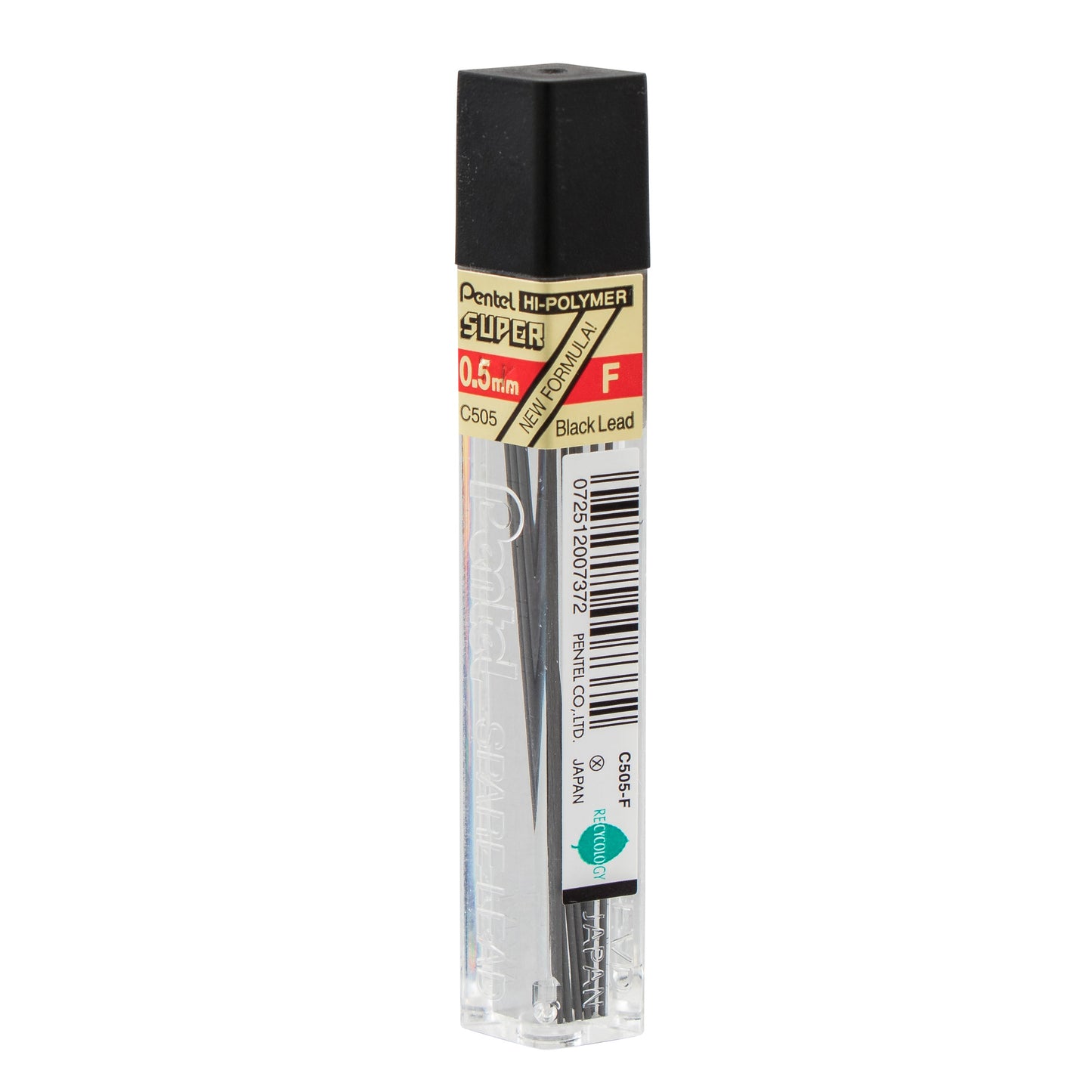 Super Hi-Polymer Lead Refill (0.5mm) Fine, F, 12 pcs/Tube (C505-F)