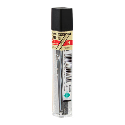 Super Hi-Polymer Lead Refill (0.5mm) Fine, H, 12 pcs/Tube (C505-H)