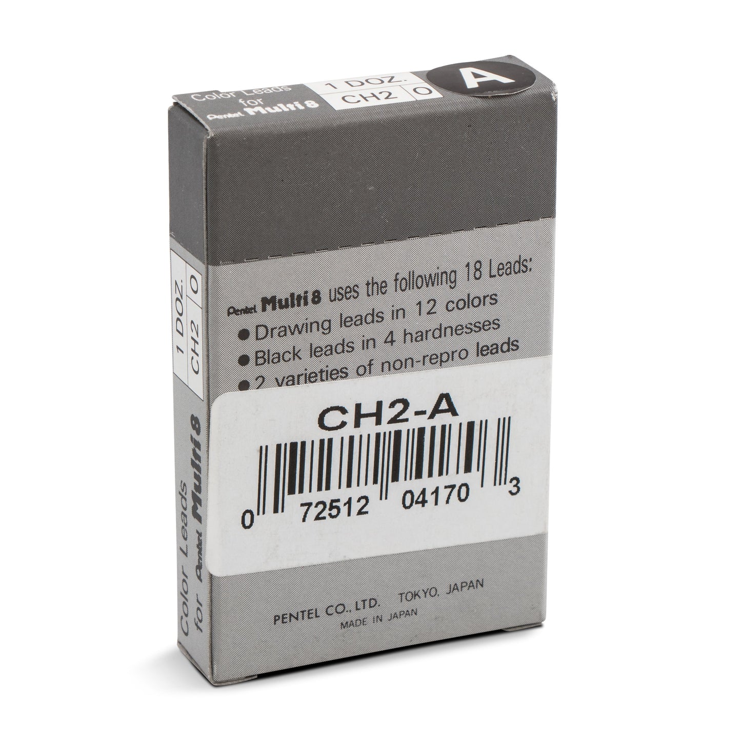 Pentel Arts 8 Colour Pencil Lead Refill (2.0mm),  Black, 2 pcs/Tube (CH2-A)