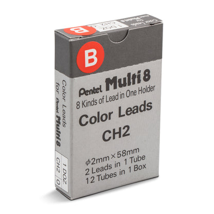 Pentel Arts 8 Colour Pencil Lead Refill (2.0mm), Red, 2 pcs/Tube (CH2-B)