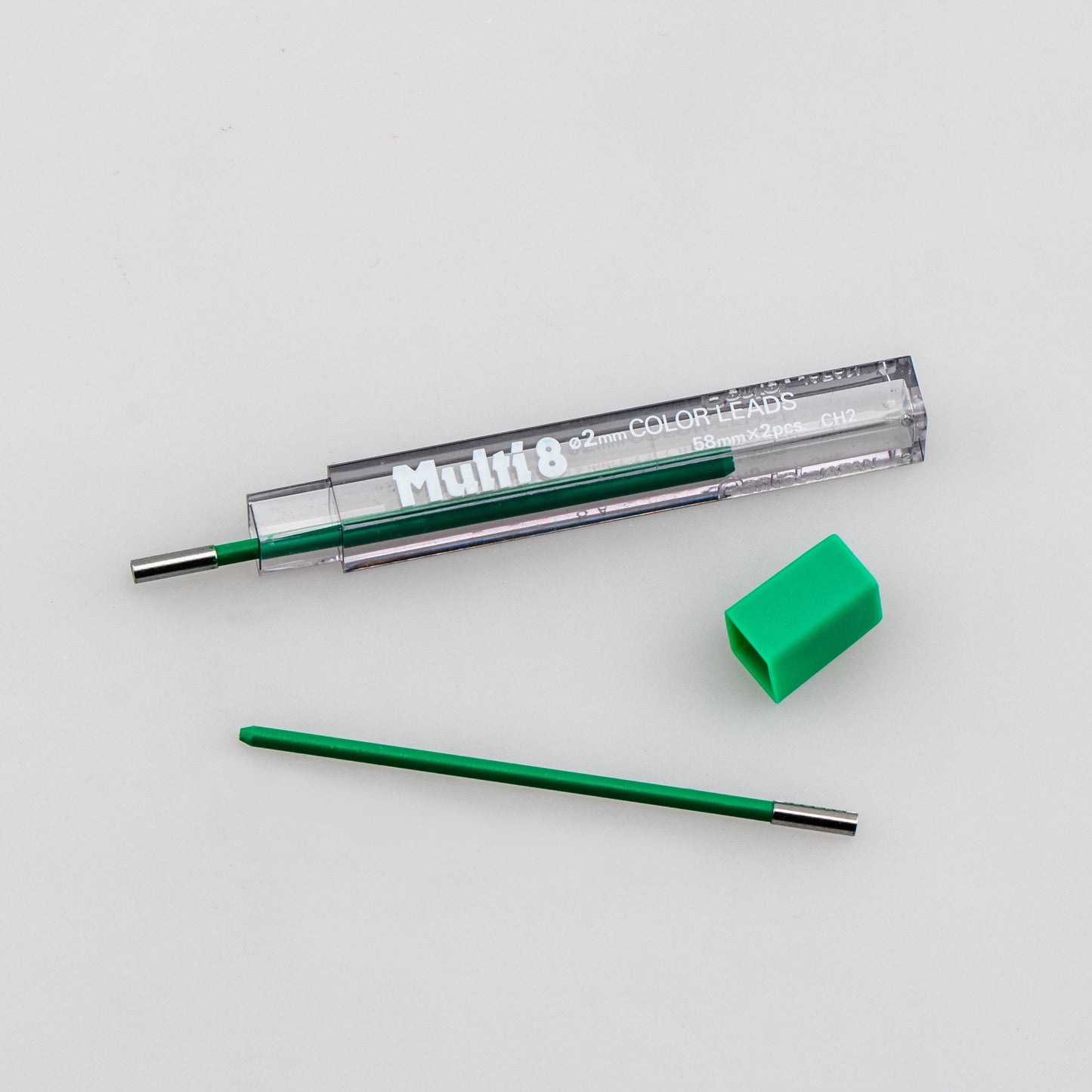 Pentel Arts 8 Colour Pencil Lead Refill (2.0mm), Green, 2 pcs/Tube (CH2-D)