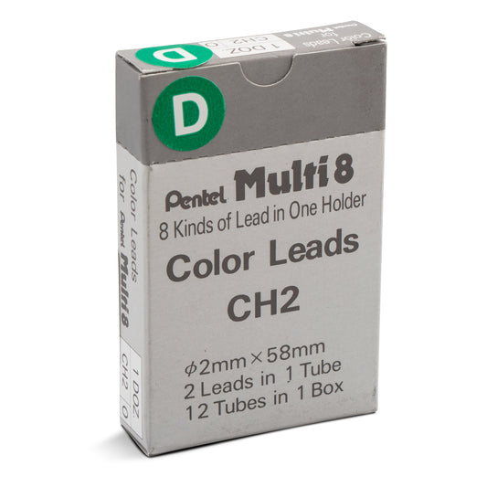 Pentel Arts 8 Colour Pencil Lead Refill (2.0mm), Green, 2 pcs/Tube (CH2-D)