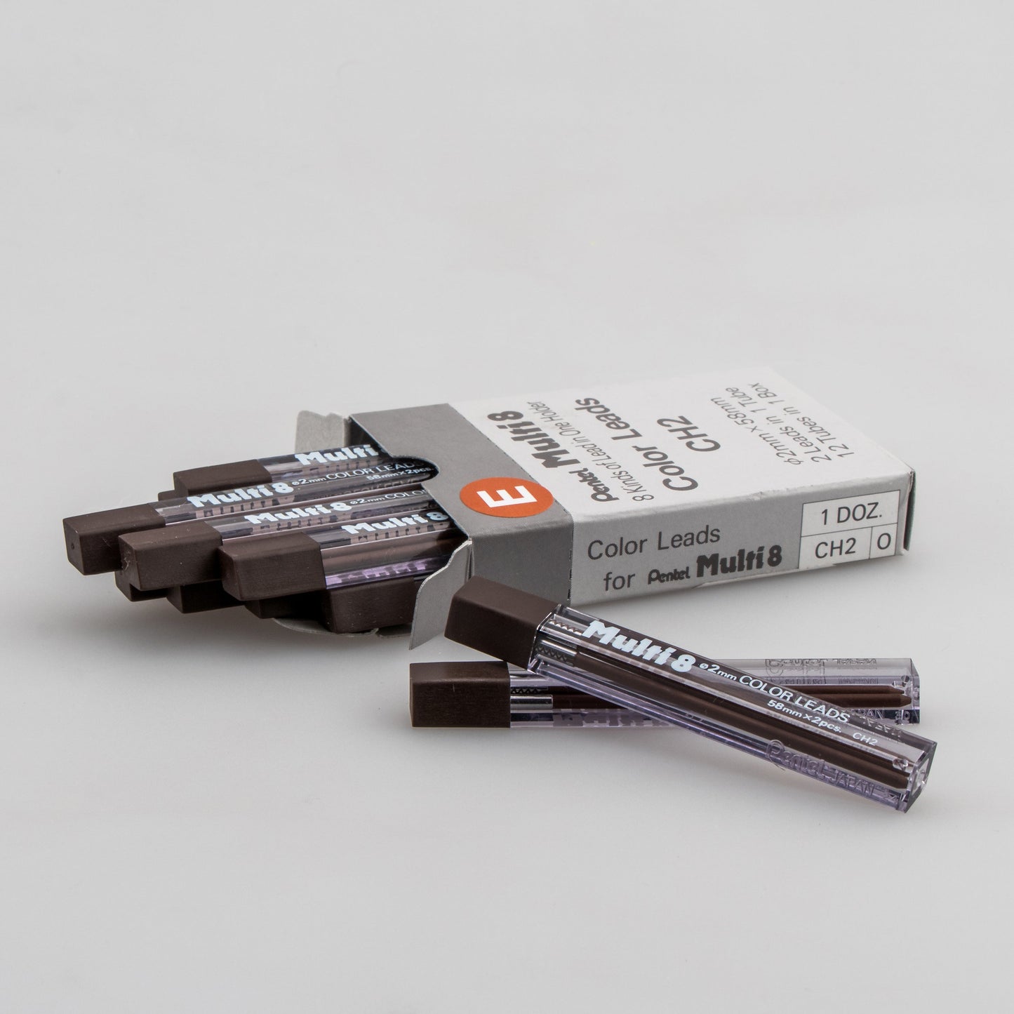 Pentel Arts 8 Colour Pencil Lead Refill (2.0mm), Brown, 2 pcs/Tube (CH2-E)