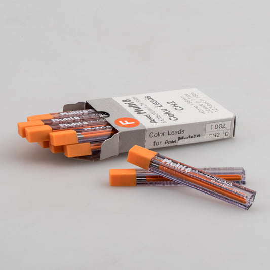 Pentel Arts 8 Colour Pencil Lead Refill (2.0mm), Orange, 2 pcs/Tube (CH2-F)