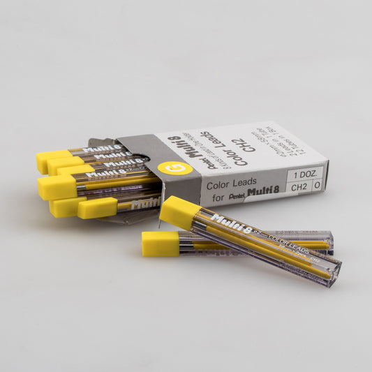 Pentel Arts 8 Colour Pencil Lead Refill (2.0mm), Yellow, 2 pcs/Tube (CH2-G)