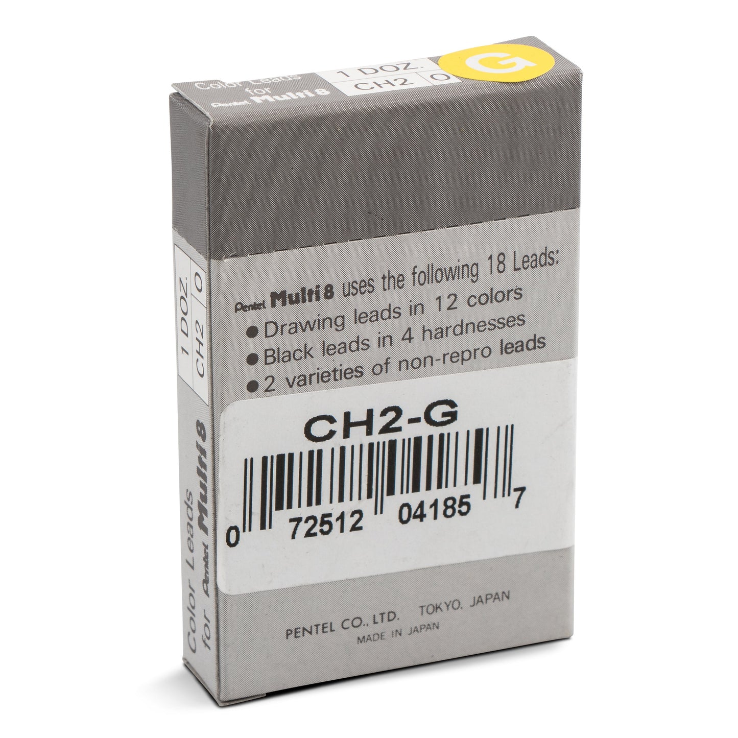Pentel Arts 8 Colour Pencil Lead Refill (2.0mm), Yellow, 2 pcs/Tube (CH2-G)
