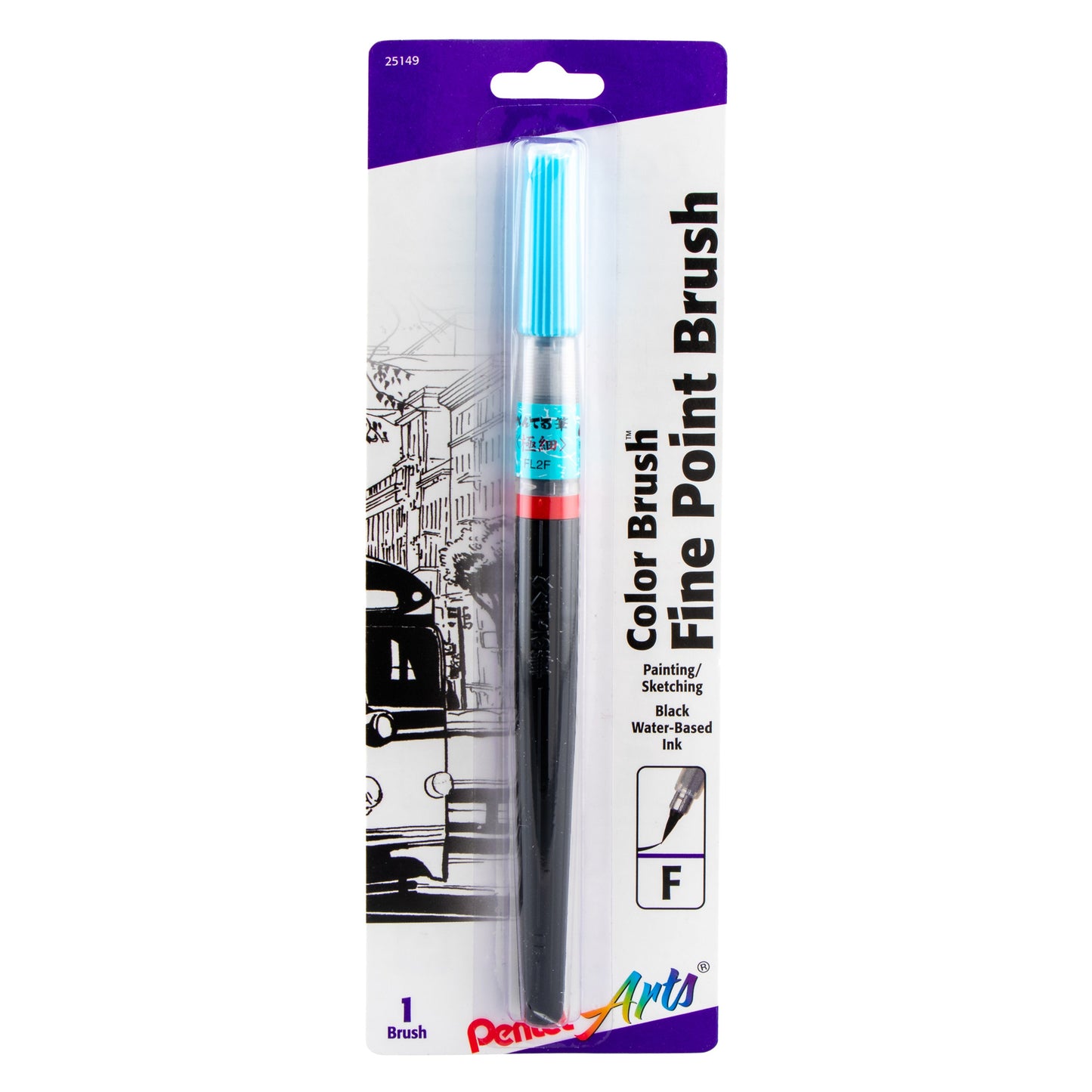Pentel Arts Brush, Fine Point, Black Ink 1-Pk (FL2FBPA)