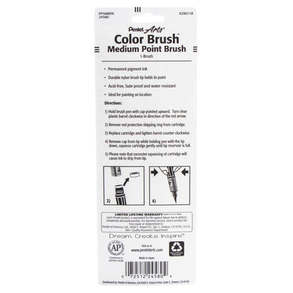Pentel Arts Color Brush with Pigment Ink, Medium Tip, Black Ink 1-Pk (FP5MBPA)