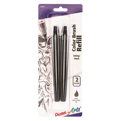 Pentel Arts Color Brush Refills, Black Ink, 2-Pk (FR101BP2A)