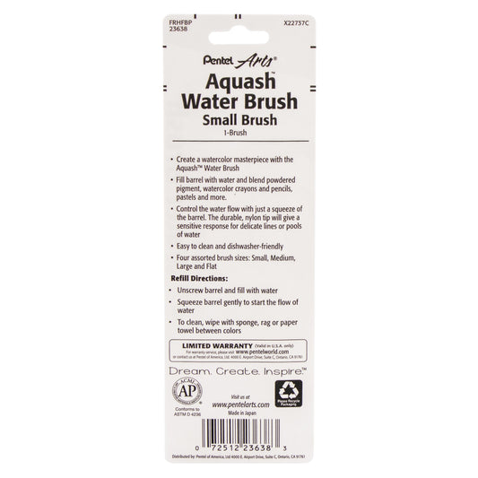 Pentel Arts Aquash Water Brush Fine Point Small 1-Pk (FRHFBP)